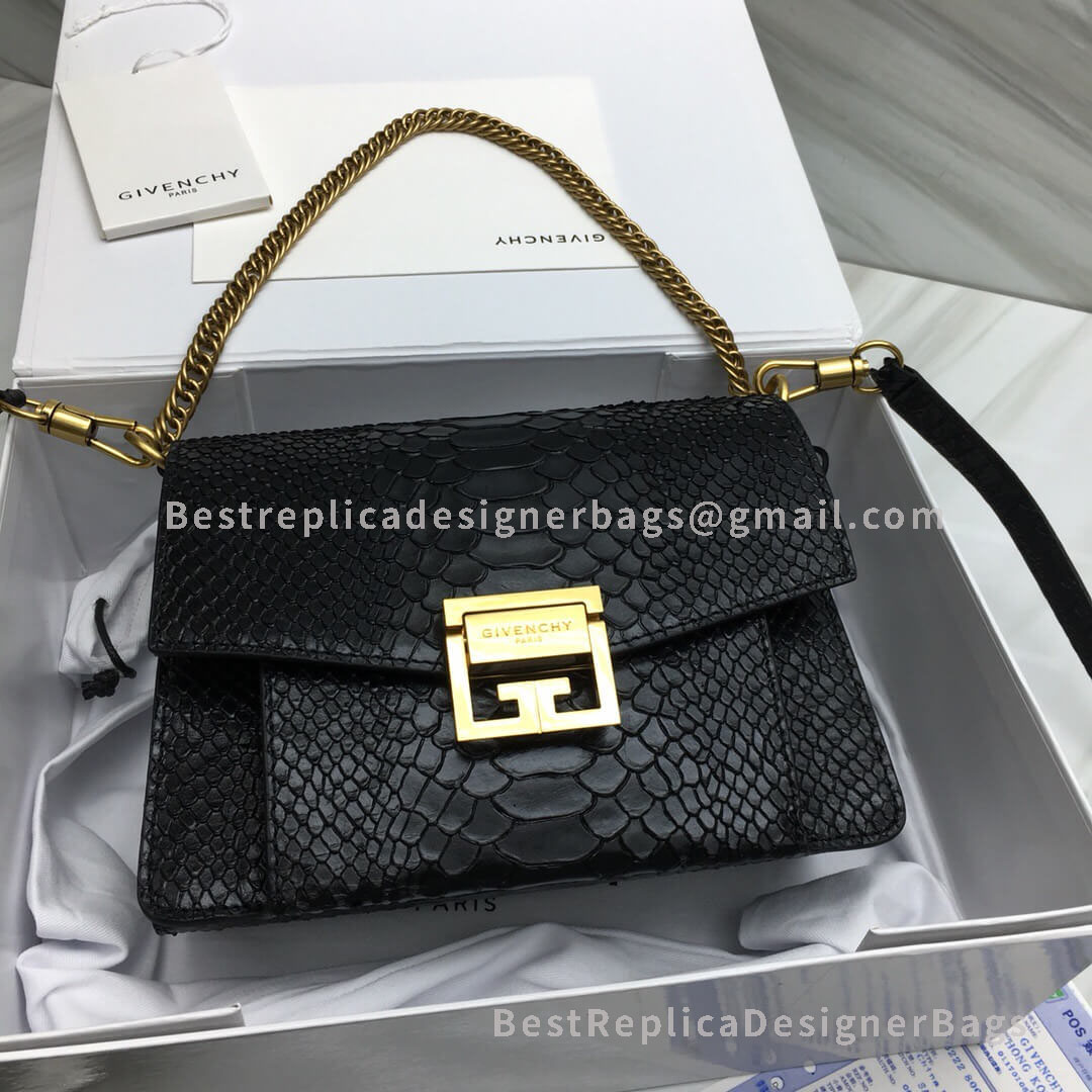 Givenchy Small GV3 Bag In Black Python Effect Leather GHW 29999-1